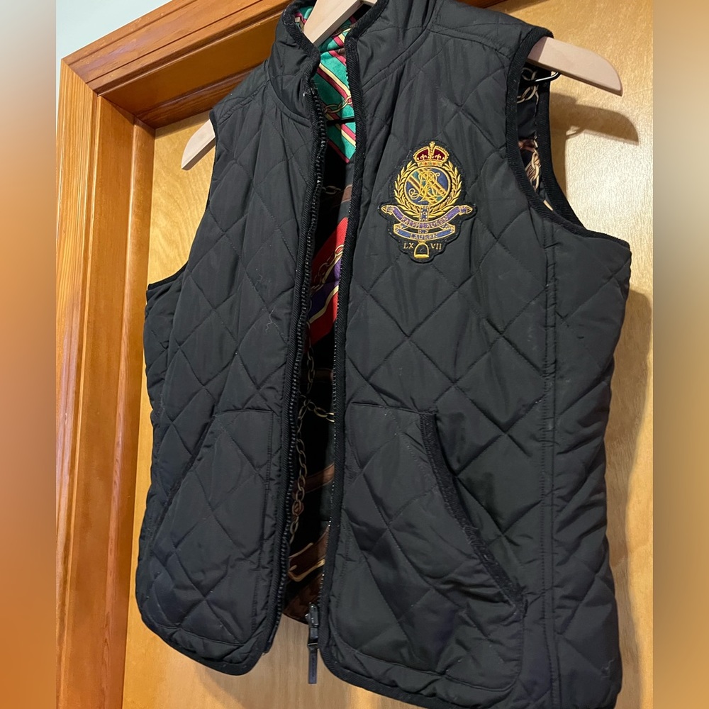 Vintage 90’s Ralph Lauren Women’s PM Reversible Vest  Monogram & Horsebit Lining